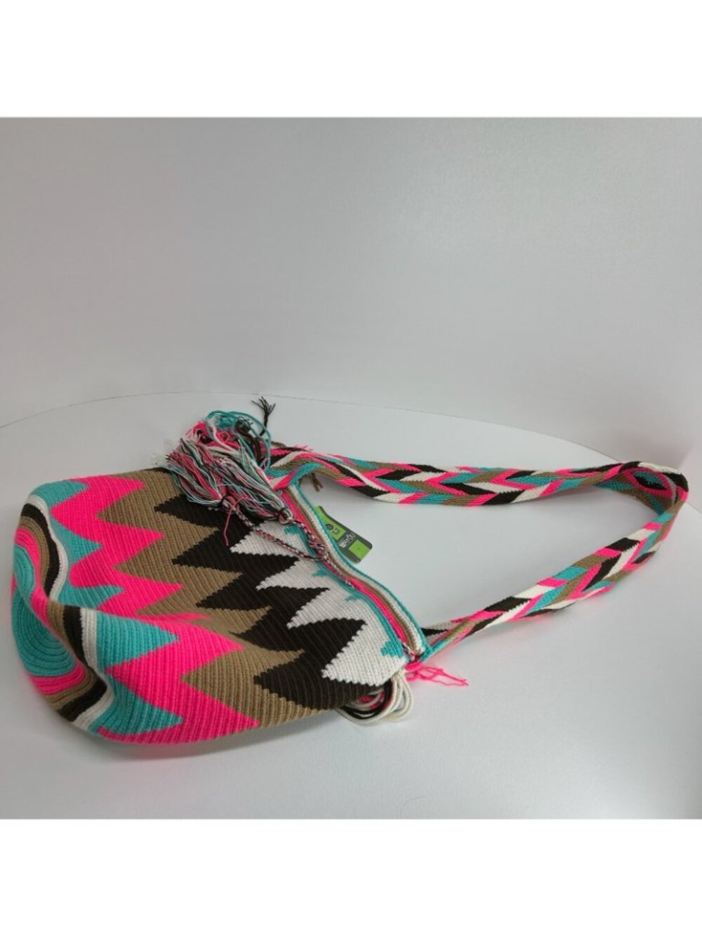 Wayuu Mochila Handwoven Bag Colombian Boho Crossbody Tassel Geometric Multicolor - Picture 5 of 12